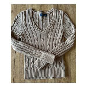 Piombo Brown Cable Knit V Neck Sweater Sixe XSmall